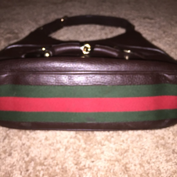 Gucci Dark Brown Leather Heritage Stripe Horsebit Hobo Shoulder Bag - Picture 2 of 6